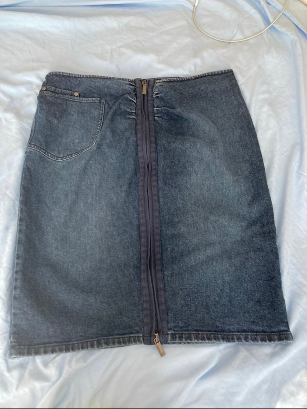 Denim Zip-Front Pencil Skirt - Women